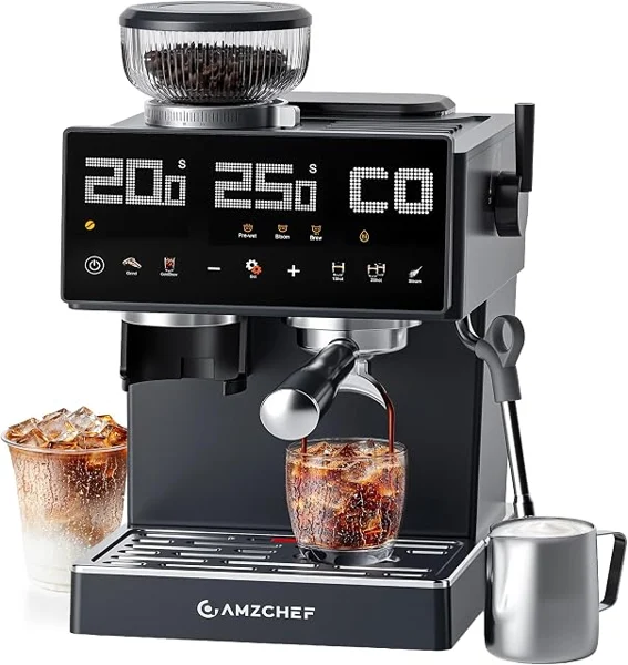 AMZCHEF 40-Setting Grinder Espresso Machine